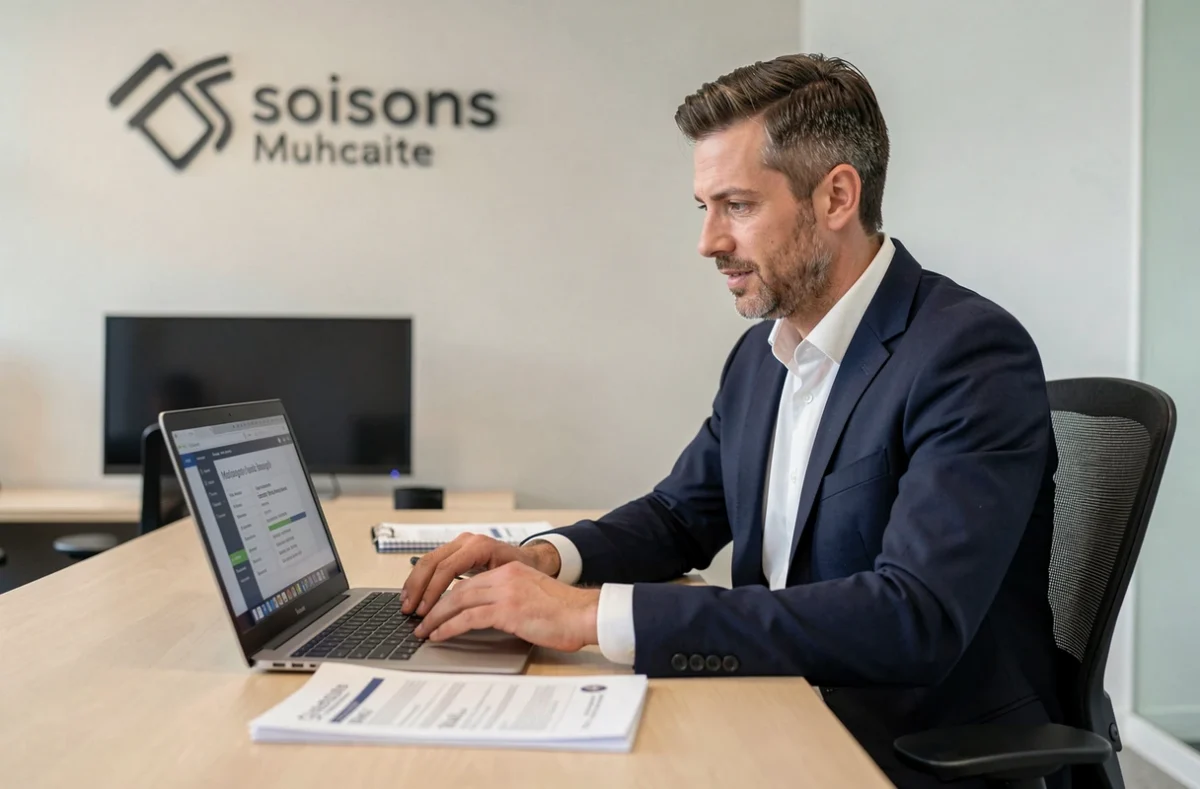 Conseiller en financement immobilier AFR Financement à Soissons travaillant sur un dossier de prêt