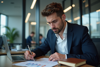 Jeune analyste financier étudiant des graphiques crypto