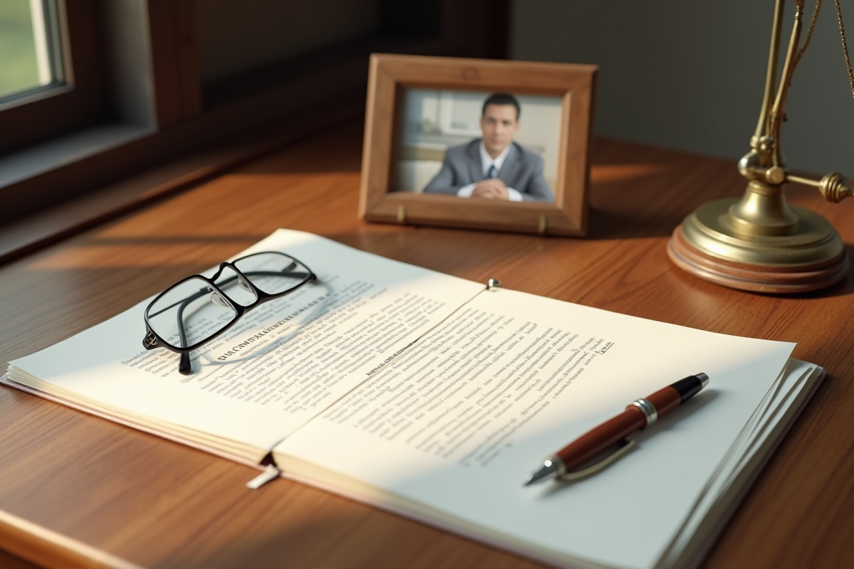 Bureau en bois avec documents dheritage et lunettes