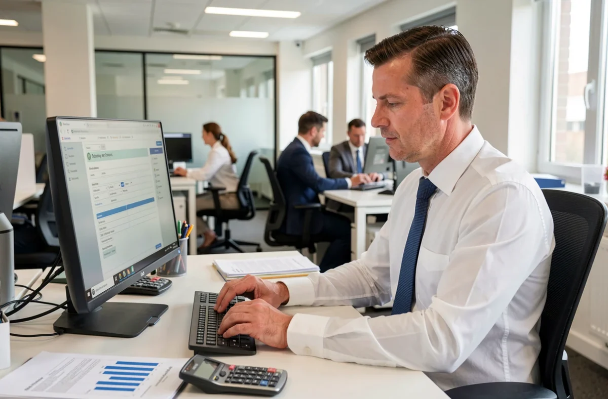 Conseiller EasyFinance Soissons complétant un dossier de prêt immobilier pour un client