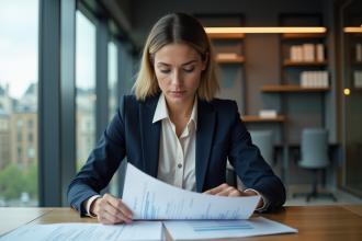 Femme d'affaires en bureau moderne à Paris