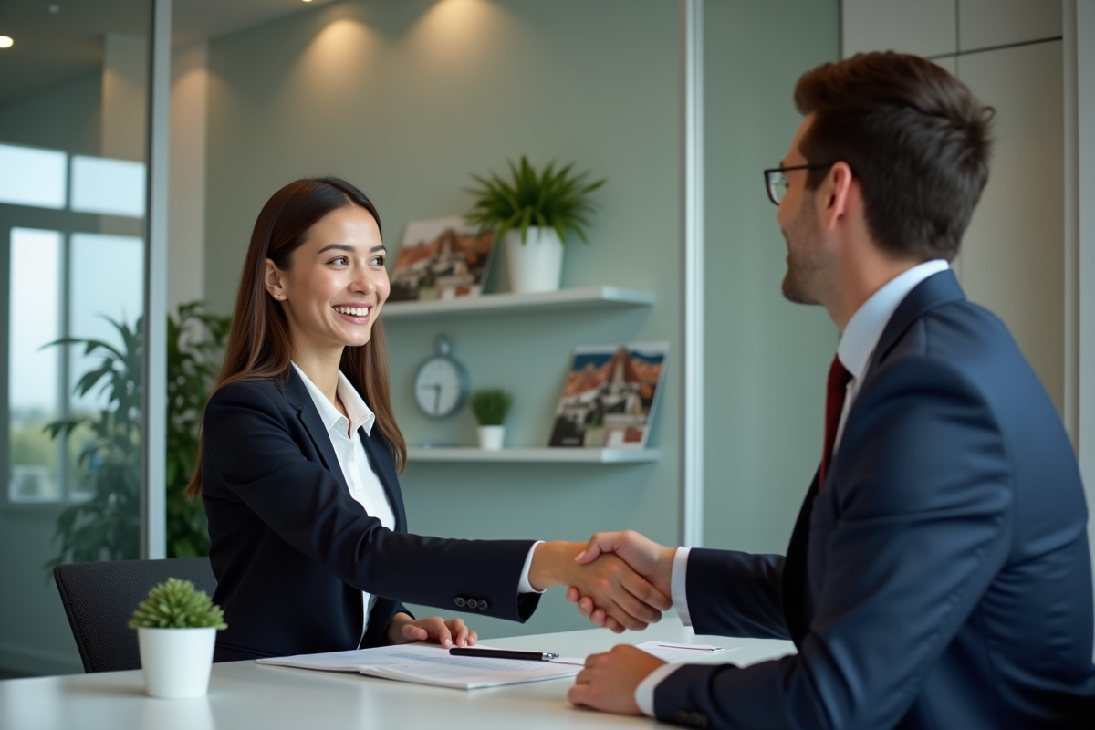 Femme professionnelle serrant la main d