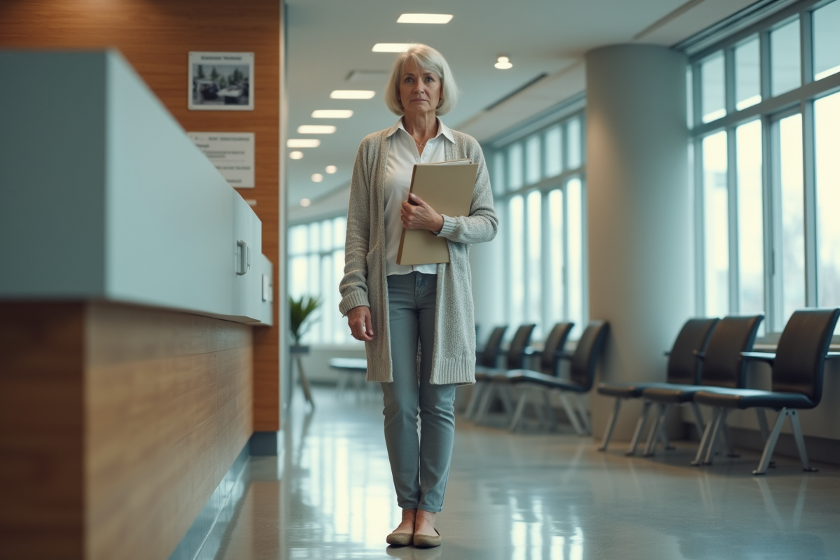 Femme d age en attente dans un centre emploi