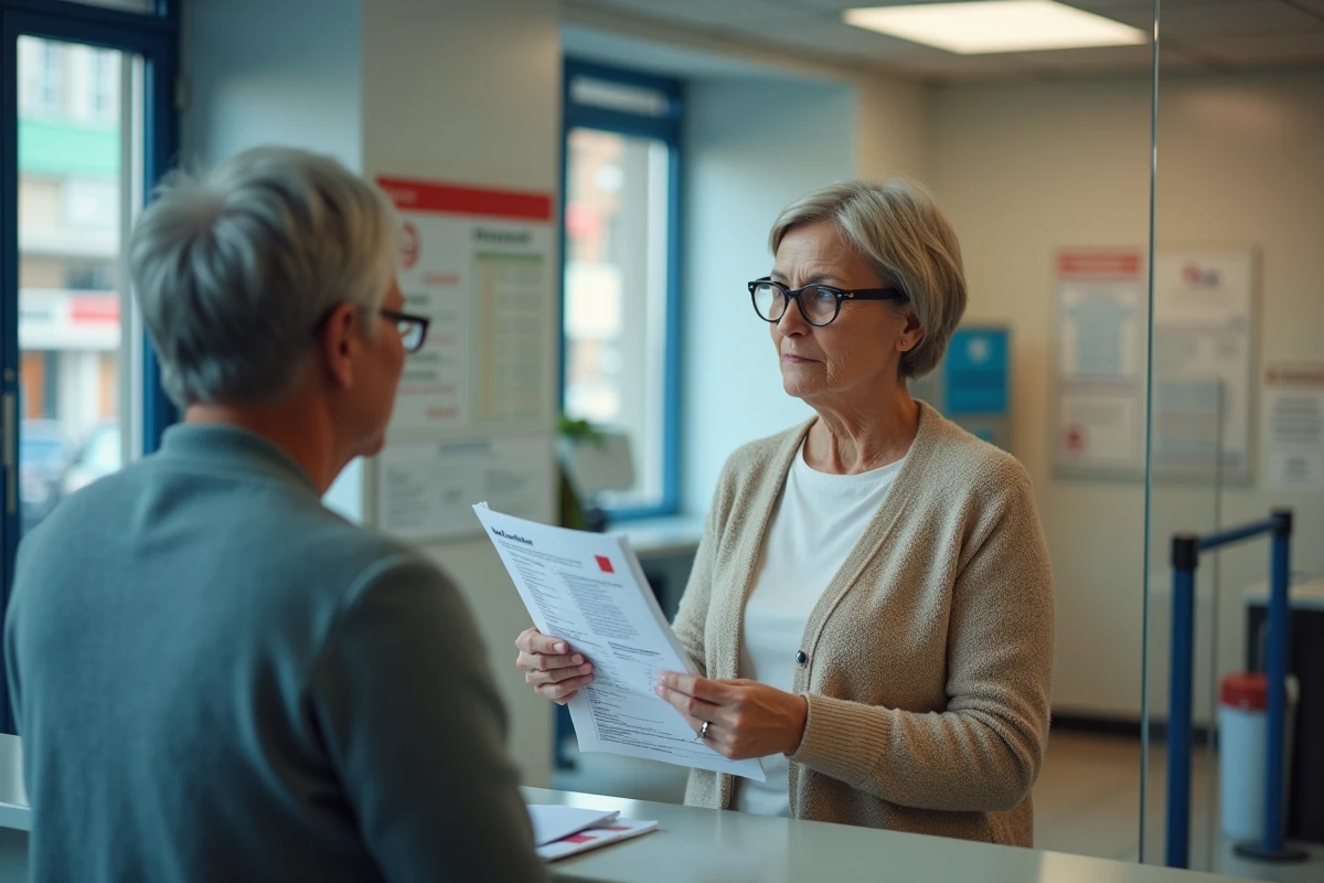 Femme déposant une réclamation auprès d'un conseiller administratif pour un virement CAF manquant