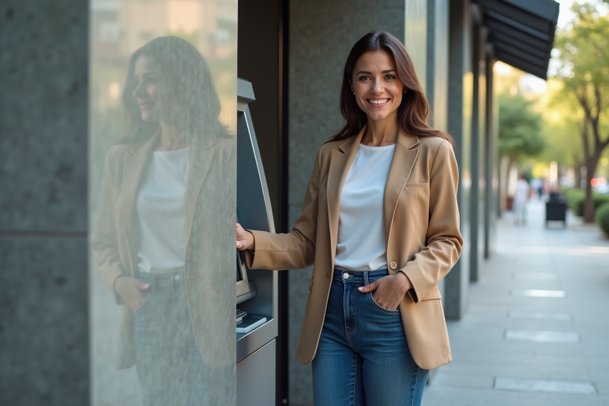 Femme souriante retire de l