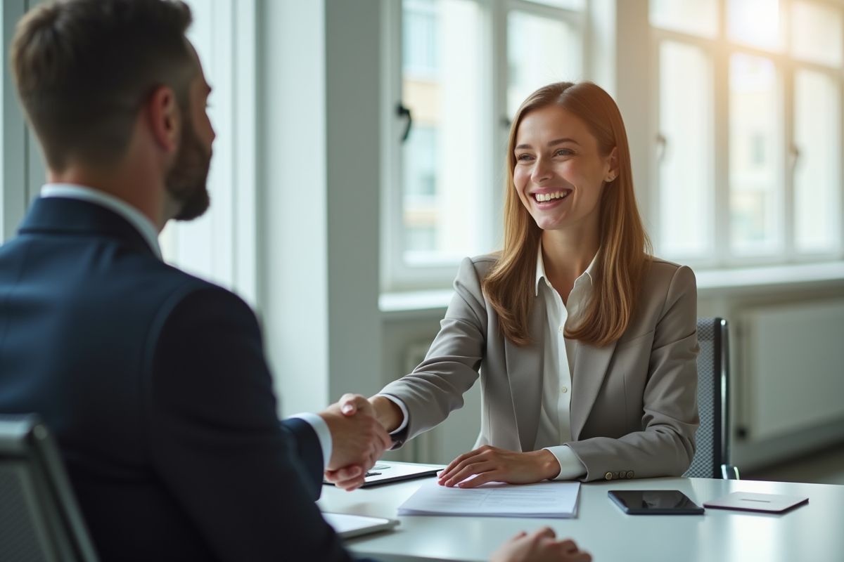 Femme confiante serrant la main d
