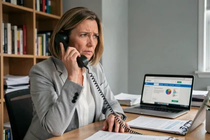 Femme au téléphone pour contacter le service client Cetelem suite à un litige ou une réclamation