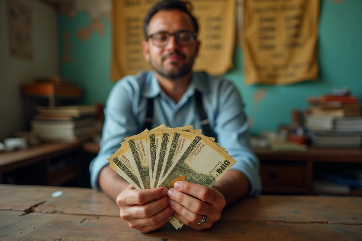 Gros plan sur des billets de pesos argentins tenus dans les mains dans un bureau de change informel, symbolisant les risques du march&eacute; noir en Argentine