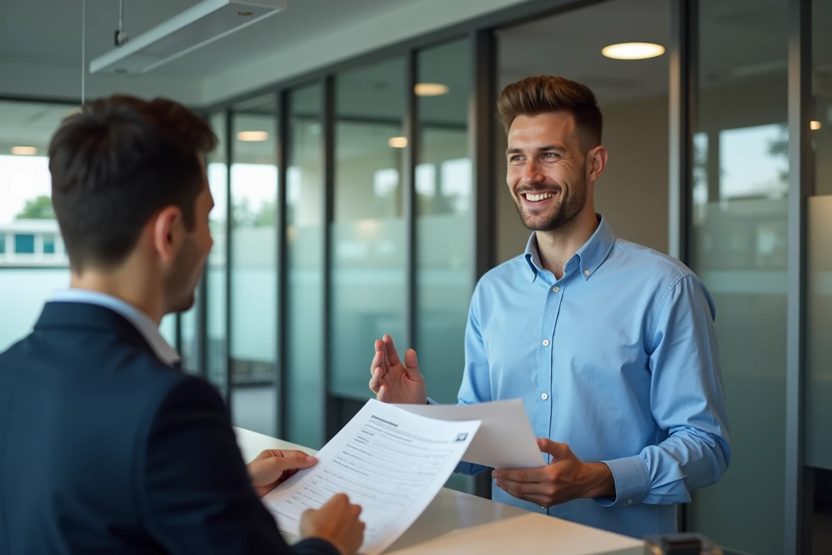Jeune homme discutant avec un agent des ressources humaines