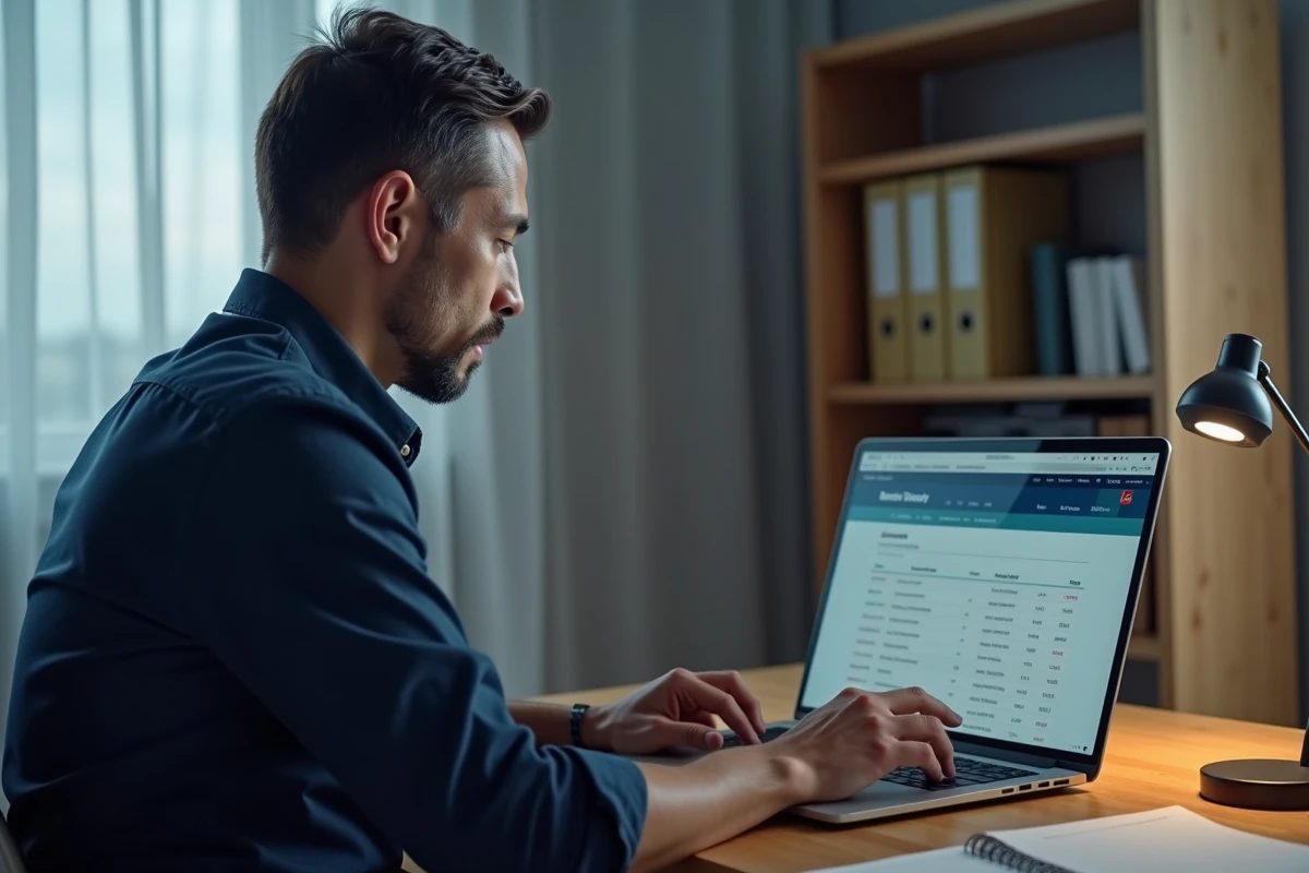 Homme consultant en ligne son espace client Cofidis pour modifier ou reporter une échéance de crédit