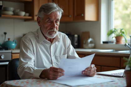Homme d age en réflexion dans une cuisine