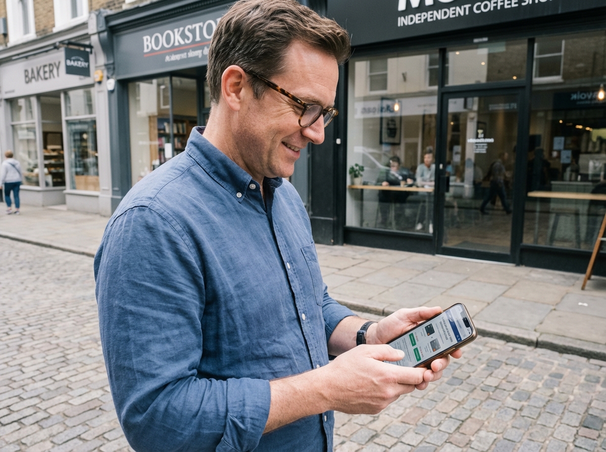 Homme avec smartphone dans une rue urbaine
