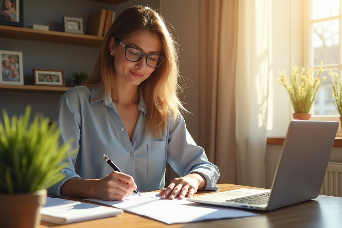 Jeune femme signant un papier d