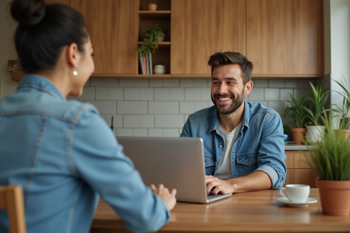 Jeune homme détendu utilisant un ordinateur portable à la maison