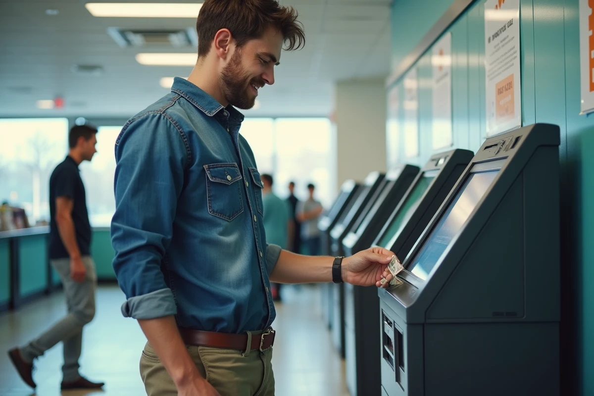 Jeune homme déposant de l