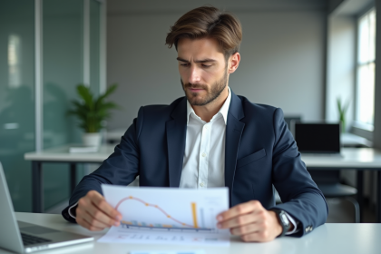 Jeune homme professionnel en r&eacute;union de travail
