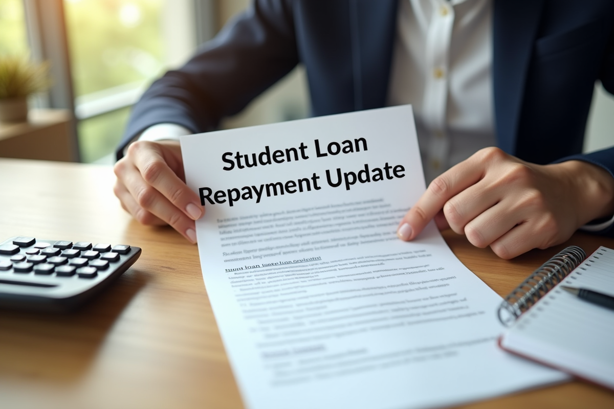 Mains tenant une lettre de mise à jour de remboursement de prêt