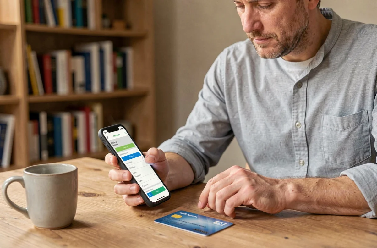 Homme modifiant le plafond de sa carte bancaire Crédit Agricole sur application mobile